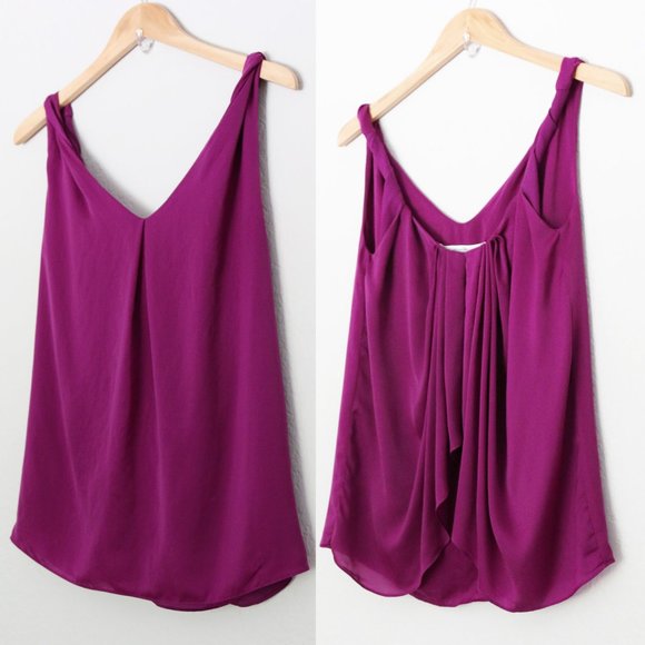 Diane Von Furstenberg DVF Pepe Twist Shoulder Pleated Layered Tank Top Violet 2 - Picture 4 of 12